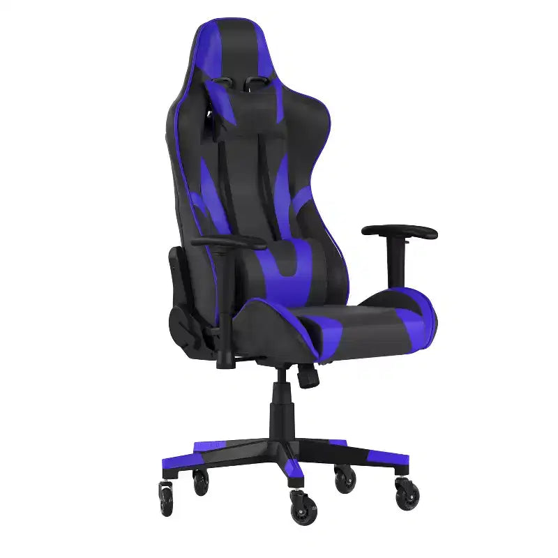 Silla de juegos Flash Furniture X20, tipo carreras, para oficina y ordenador, con respaldo reclinable y ruedas transparentes
