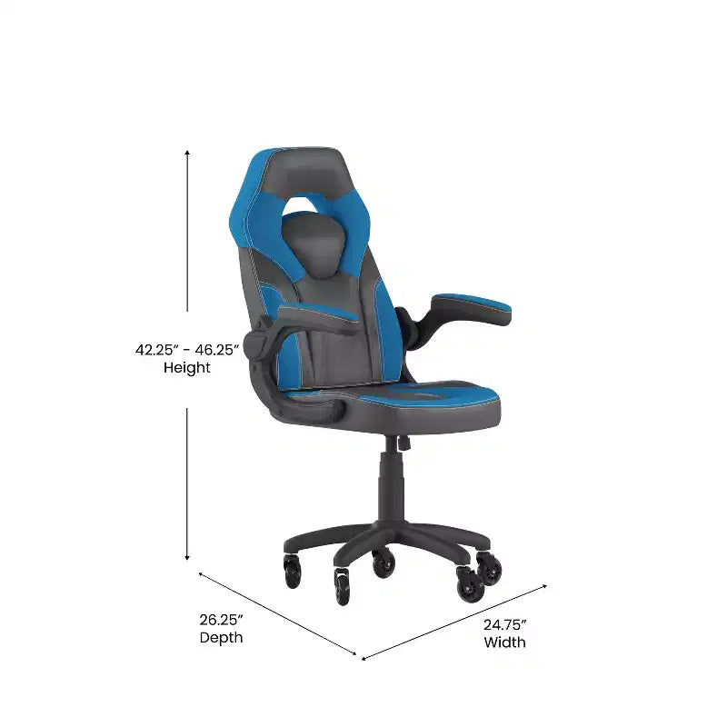 Silla de oficina para videojuegos Flash Furniture X10 estilo de carreras, para PC, ajustable, con brazos plegables y ruedas transparentes