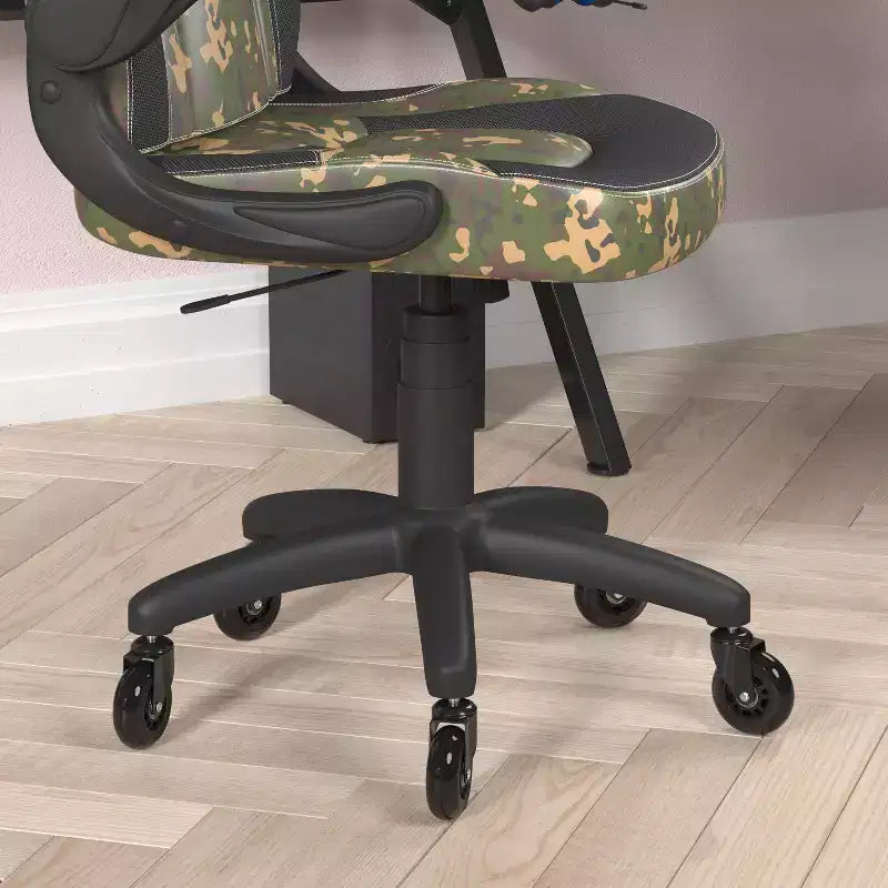 Silla de oficina para videojuegos Flash Furniture X10 estilo de carreras, para PC, ajustable, con brazos plegables y ruedas transparentes