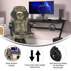 Silla de oficina para videojuegos Flash Furniture X10 estilo de carreras, para PC, ajustable, con brazos plegables y ruedas transparentes