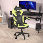 Silla de oficina para videojuegos Flash Furniture X10 estilo de carreras, para PC, ajustable, con brazos plegables y ruedas transparentes