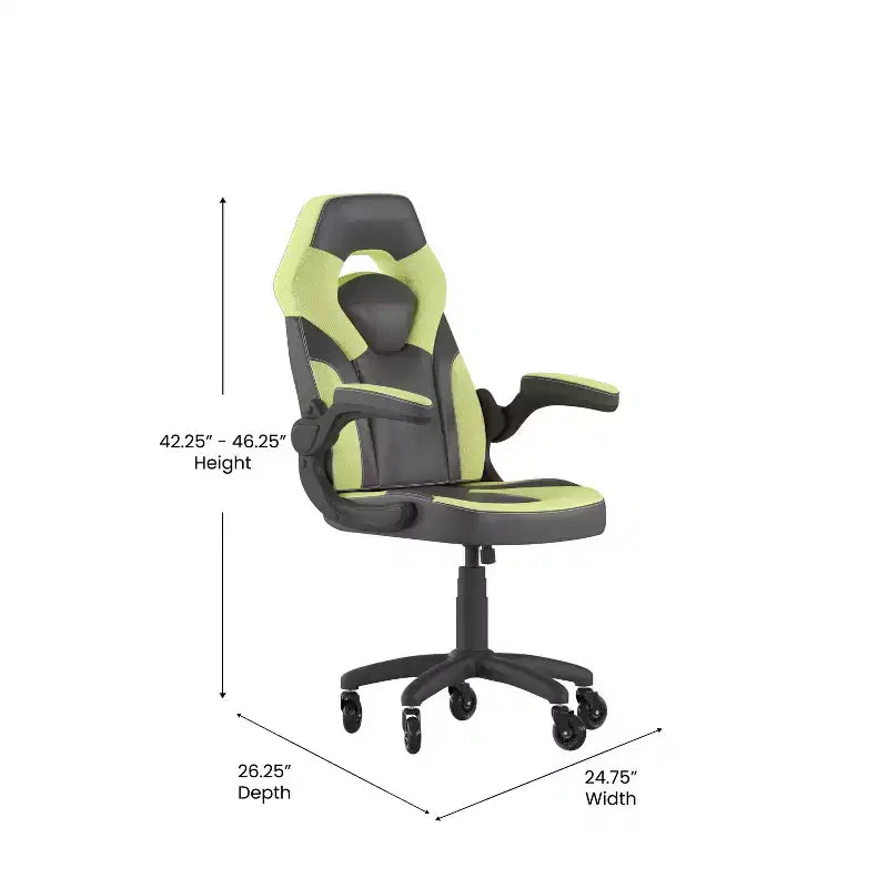 Silla de oficina para videojuegos Flash Furniture X10 estilo de carreras, para PC, ajustable, con brazos plegables y ruedas transparentes