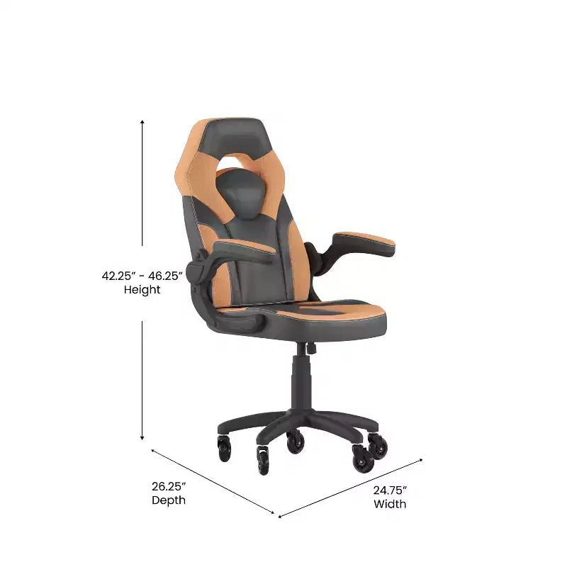 Silla de oficina para videojuegos Flash Furniture X10 estilo de carreras, para PC, ajustable, con brazos plegables y ruedas transparentes