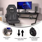 Silla de oficina para videojuegos Flash Furniture X10 estilo de carreras, para PC, ajustable, con brazos plegables y ruedas transparentes
