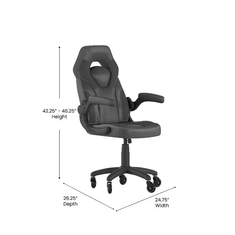 Silla de oficina para videojuegos Flash Furniture X10 estilo de carreras, para PC, ajustable, con brazos plegables y ruedas transparentes