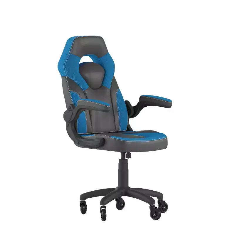 Silla de oficina para videojuegos Flash Furniture X10 estilo de carreras, para PC, ajustable, con brazos plegables y ruedas transparentes