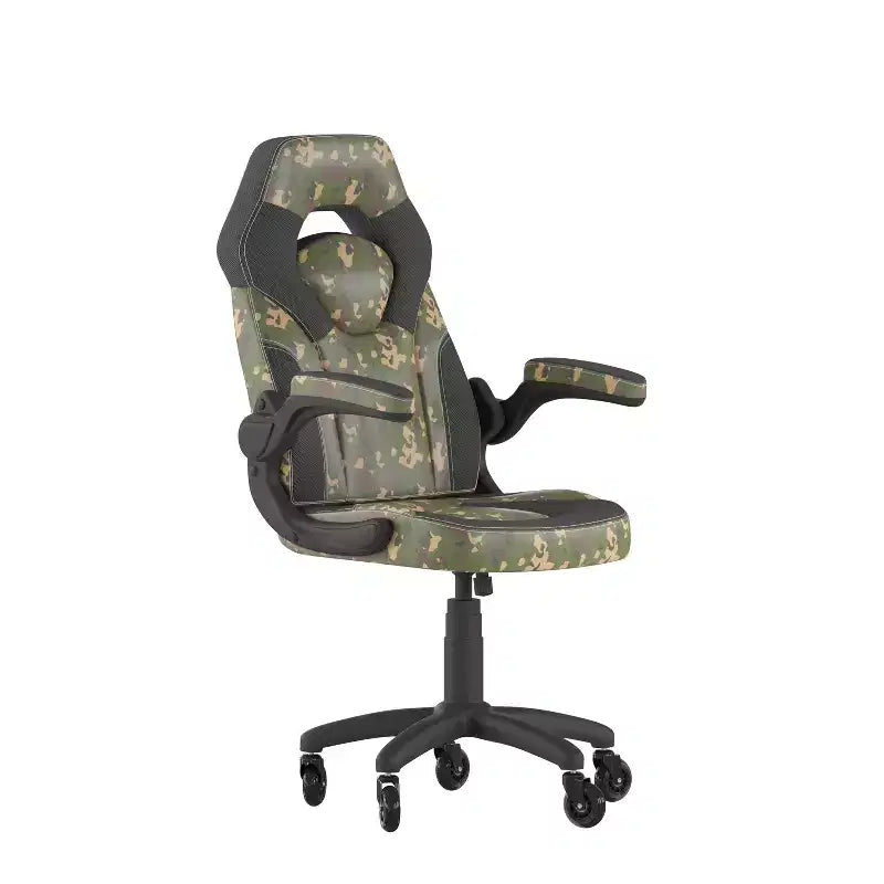 Silla de oficina para videojuegos Flash Furniture X10 estilo de carreras, para PC, ajustable, con brazos plegables y ruedas transparentes
