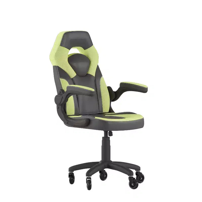 Silla de oficina para videojuegos Flash Furniture X10 estilo de carreras, para PC, ajustable, con brazos plegables y ruedas transparentes