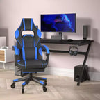 Silla de juego Flash Furniture X40 Silla de ordenador de carreras con respaldo/reposabrazos totalmente reclinables y ruedas transparentes, reposapiés deslizable