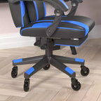 Silla de juego Flash Furniture X40 Silla de ordenador de carreras con respaldo/reposabrazos totalmente reclinables y ruedas transparentes, reposapiés deslizable