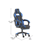 Silla de juego Flash Furniture X40 Silla de ordenador de carreras con respaldo/reposabrazos totalmente reclinables y ruedas transparentes, reposapiés deslizable