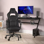 Silla de juego Flash Furniture X40 Silla de ordenador de carreras con respaldo/reposabrazos totalmente reclinables y ruedas transparentes, reposapiés deslizable