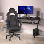 Silla de juego Flash Furniture X40 Silla de ordenador de carreras con respaldo/reposabrazos totalmente reclinables y ruedas transparentes, reposapiés deslizable