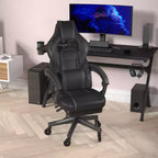 Silla de juego Flash Furniture X40 Silla de ordenador de carreras con respaldo/reposabrazos totalmente reclinables y ruedas transparentes, reposapiés deslizable
