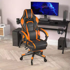 Silla de juego Flash Furniture X40 Silla de ordenador de carreras con respaldo/reposabrazos totalmente reclinables y ruedas transparentes, reposapiés deslizable