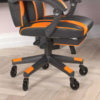 Silla de juego Flash Furniture X40 Silla de ordenador de carreras con respaldo/reposabrazos totalmente reclinables y ruedas transparentes, reposapiés deslizable