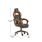 Silla de juego Flash Furniture X40 Silla de ordenador de carreras con respaldo/reposabrazos totalmente reclinables y ruedas transparentes, reposapiés deslizable