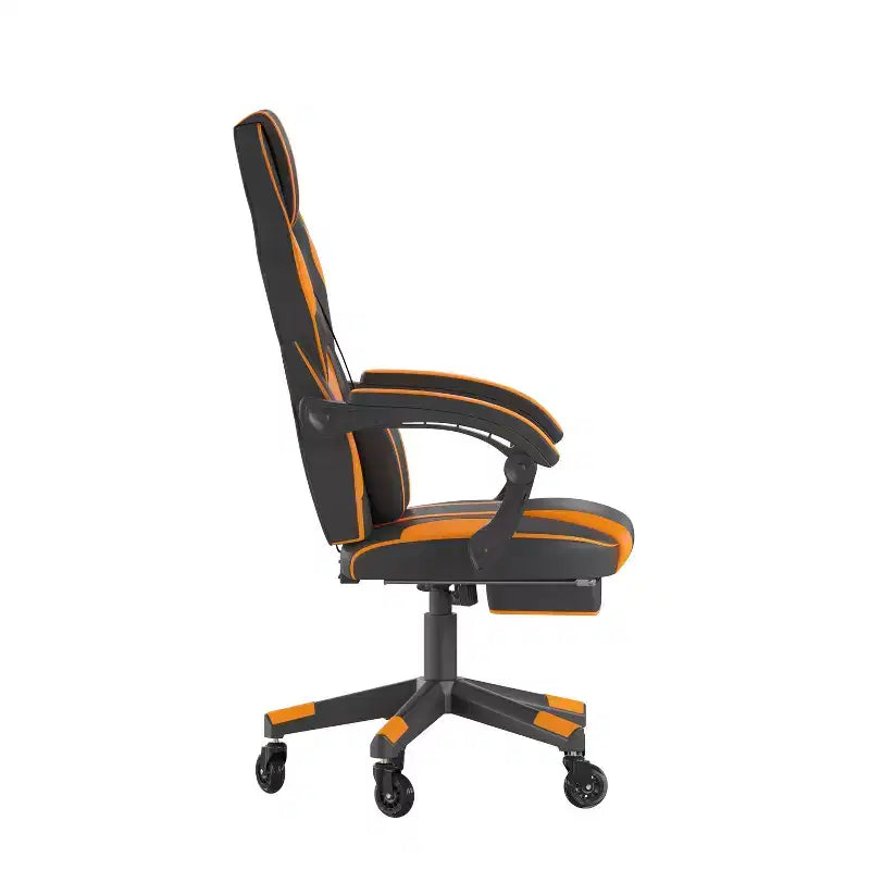 Silla de juego Flash Furniture X40 Silla de ordenador de carreras con respaldo/reposabrazos totalmente reclinables y ruedas transparentes, reposapiés deslizable