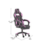 Silla de juego Flash Furniture X40 Silla de ordenador de carreras con respaldo/reposabrazos totalmente reclinables y ruedas transparentes, reposapiés deslizable