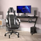 Silla de juego Flash Furniture X40 Silla de ordenador de carreras con respaldo/reposabrazos totalmente reclinables y ruedas transparentes, reposapiés deslizable