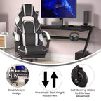 Silla de juego Flash Furniture X40 Silla de ordenador de carreras con respaldo/reposabrazos totalmente reclinables y ruedas transparentes, reposapiés deslizable