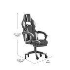 Silla de juego Flash Furniture X40 Silla de ordenador de carreras con respaldo/reposabrazos totalmente reclinables y ruedas transparentes, reposapiés deslizable
