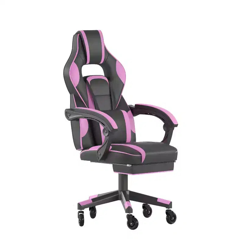 Silla de juego Flash Furniture X40 Silla de ordenador de carreras con respaldo/reposabrazos totalmente reclinables y ruedas transparentes, reposapiés deslizable