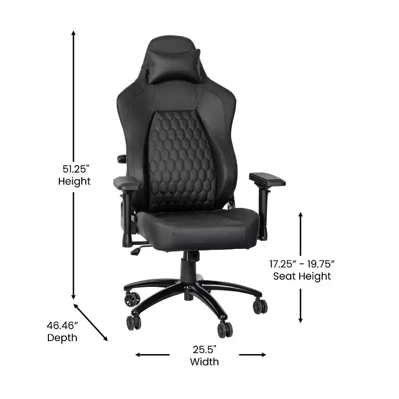 Flash Furniture Falco Silla ergonómica alta ajustable para videojuegos con reposabrazos 4D, almohada reposacabezas y soporte lumbar ajustable