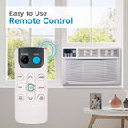 Aires acondicionados de ventana BLACK+DECKER, de 5,000 a 14,000 BTU, enfrían habitaciones de hasta 65 m², con controles remotos o manuales, múltiples velocidades de enfriamiento