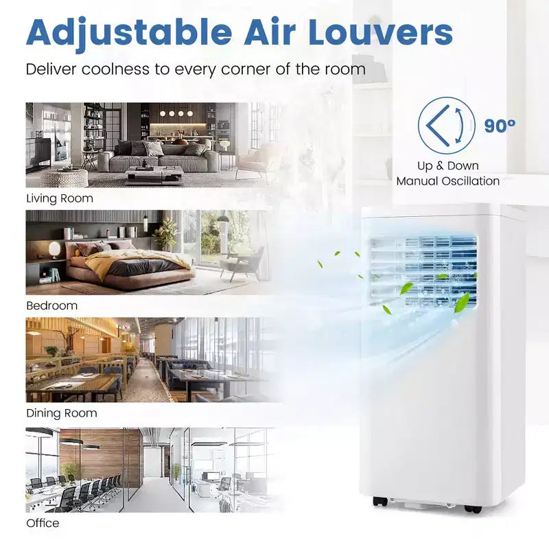 Costway Aire Acondicionado Portátil 3 en 1 de 5000 BTU (8000 BTU ASHRAE) con Frío, Deshumidificador, Ventilador y Modo Nocturno