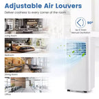 Costway Aire Acondicionado Portátil 3 en 1 de 5000 BTU (8000 BTU ASHRAE) con Frío, Deshumidificador, Ventilador y Modo Nocturno