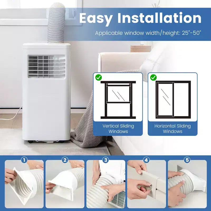 Costway Aire Acondicionado Portátil 3 en 1 de 5000 BTU (8000 BTU ASHRAE) con Frío, Deshumidificador, Ventilador y Modo Nocturno