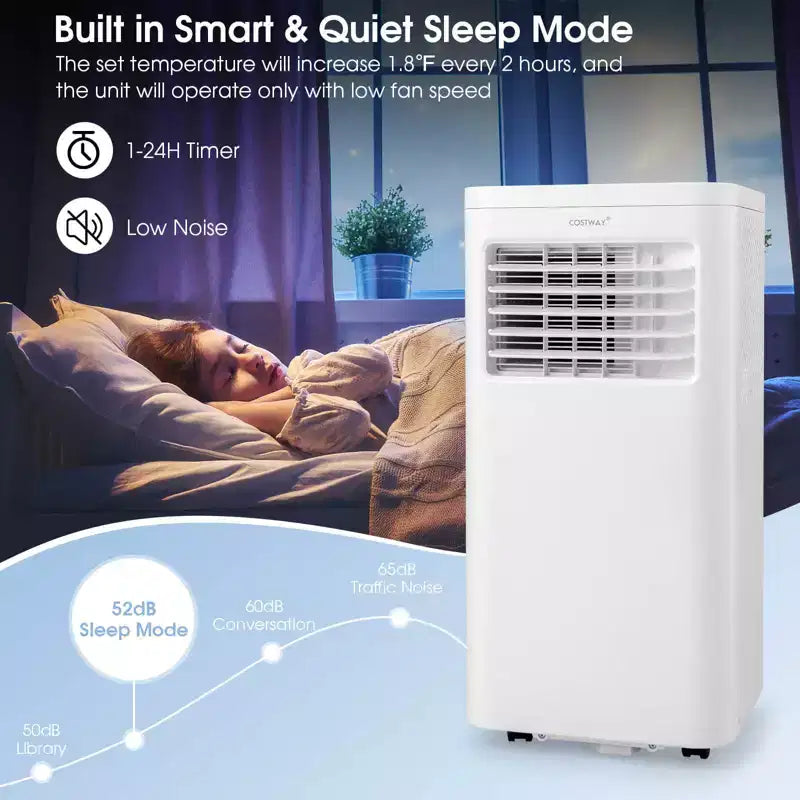 Costway 6000 BTU (10000 BTU ASHRAE) Aire Acondicionado Portátil 3 en 1 con Refrigeración, Deshumidificador, Ventilador y Modo Nocturno