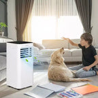 Acondicionador de Aire Portátil Costway 5000 BTU (8000 BTU ASHRAE) Unidad de CA 4 en 1 con Ventilador Frío Deshumidificador Modo Sueño