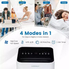 Acondicionador de Aire Portátil Costway 5000 BTU (8000 BTU ASHRAE) Unidad de CA 4 en 1 con Ventilador Frío Deshumidificador Modo Sueño