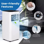 Acondicionador de Aire Portátil Costway 5000 BTU (8000 BTU ASHRAE) Unidad de CA 4 en 1 con Ventilador Frío Deshumidificador Modo Sueño