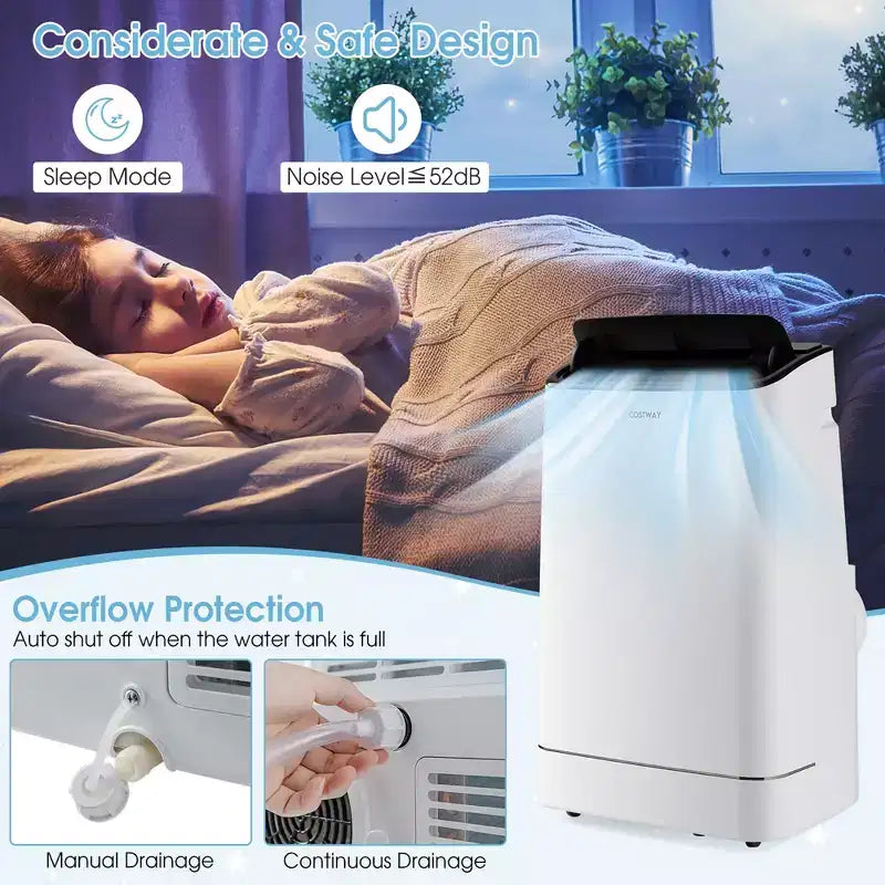 Costway Aire Acondicionado Portátil 15000 BTU con Control Remoto APP Frío Ventilador Calor Deshumidificador