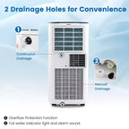Costway Aire Acondicionado Portátil 3 en 1 de 6000 BTU (9000 BTU ASHAR) con Modo Frío, Deshumidificador, Ventilador y Suspensión