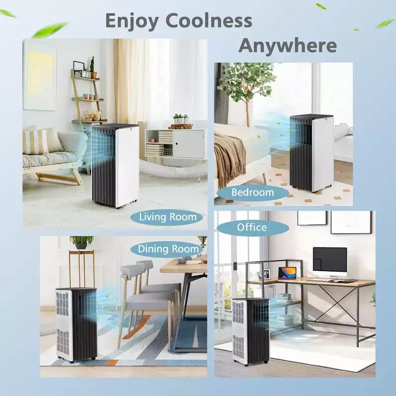 Aire Acondicionado Portátil Costway 7100 BTU (10000 BTU ASHARE) Unidad de CA 3 en 1 con Enfriamiento, Deshumidificación, Ventilador y Modo Noche