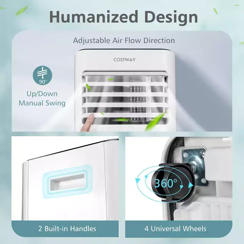 Costway Aire Acondicionado Portátil de 10000 BTU 3 en 1 Enfriador de Aire con Ventilador Deshumidificador Modo Sueño