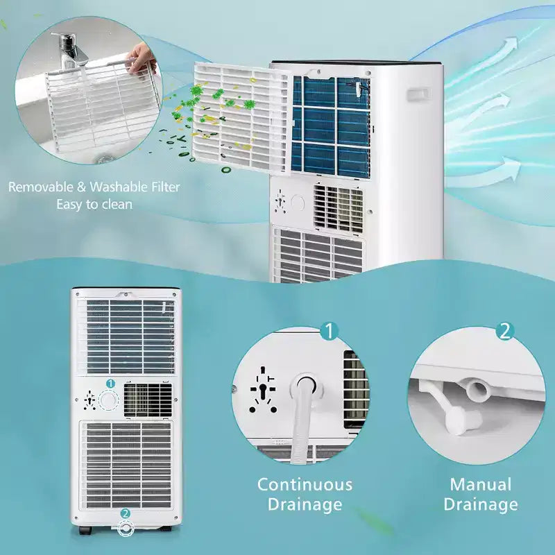 Costway Aire Acondicionado Portátil de 10000 BTU 3 en 1 Enfriador de Aire con Ventilador Deshumidificador Modo Sueño