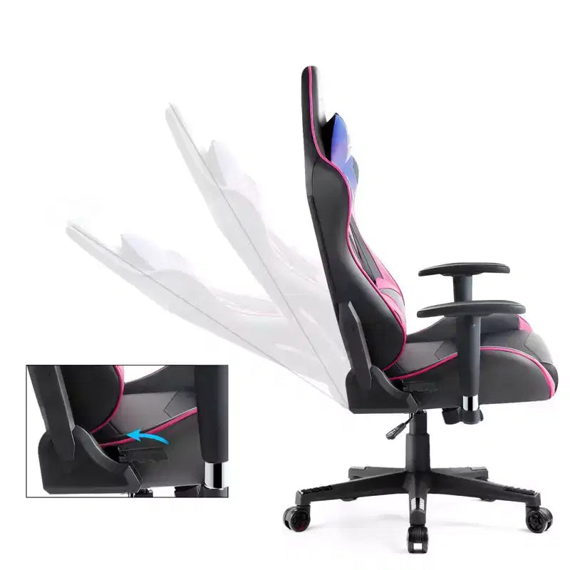 Silla de oficina para videojuegos de cuero PU con reposacabezas y almohada lumbar ajustables - GTRACING