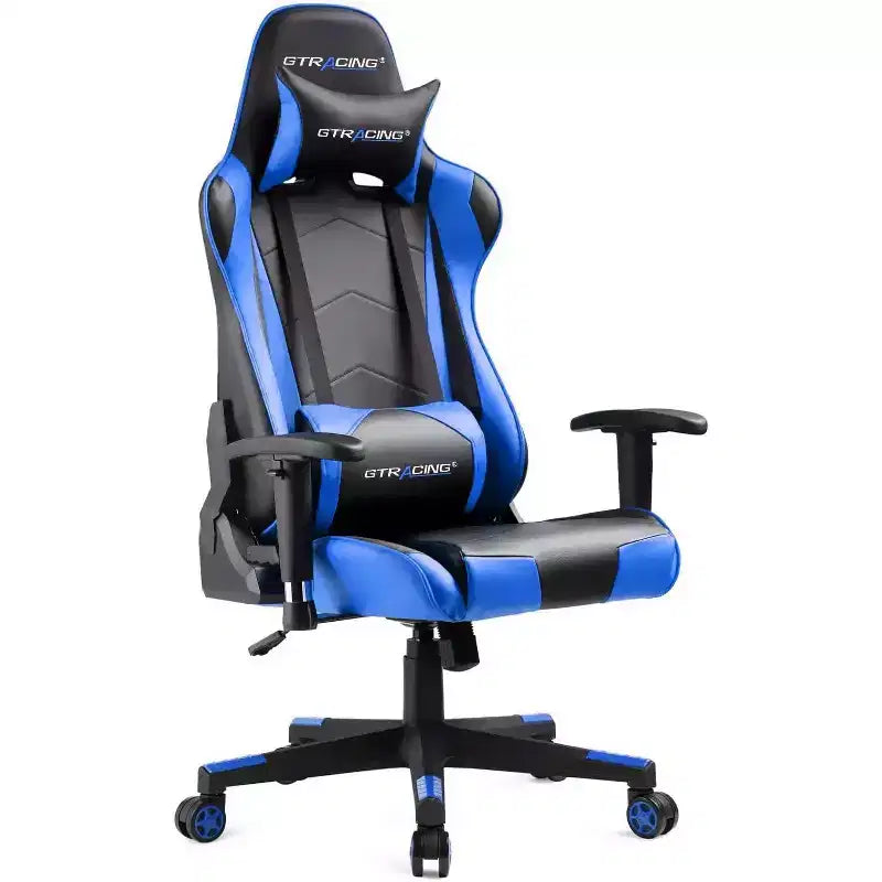 Silla de oficina para videojuegos de cuero PU con reposacabezas y almohada lumbar ajustables - GTRACING