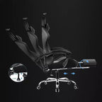 Silla Gamer con Reposapiés y Cojín Masajeador Lumbar Ergonómico de Piel Sintética - GTRACING