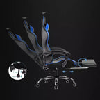 Silla Gamer con Reposapiés y Cojín Masajeador Lumbar Ergonómico de Piel Sintética - GTRACING