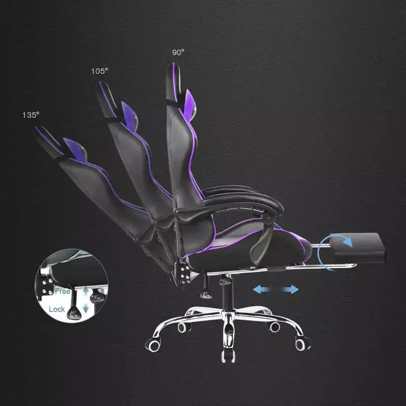 Silla Gamer con Reposapiés y Cojín Masajeador Lumbar Ergonómico de Piel Sintética - GTRACING
