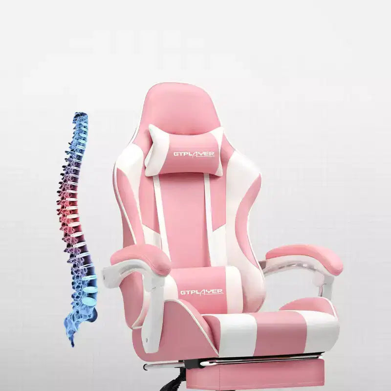 Silla Gamer con Reposapiés y Cojín Masajeador Lumbar Ergonómico de Piel Sintética - GTRACING