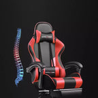 Silla Gamer con Reposapiés y Cojín Masajeador Lumbar Ergonómico de Piel Sintética - GTRACING