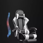 Silla Gamer con Reposapiés y Cojín Masajeador Lumbar Ergonómico de Piel Sintética - GTRACING