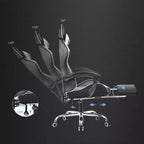 Silla Gamer con Reposapiés y Cojín Masajeador Lumbar Ergonómico de Piel Sintética - GTRACING